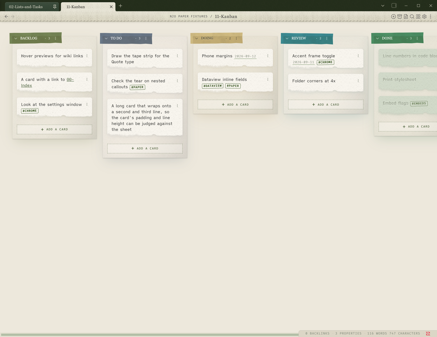 A Kanban board