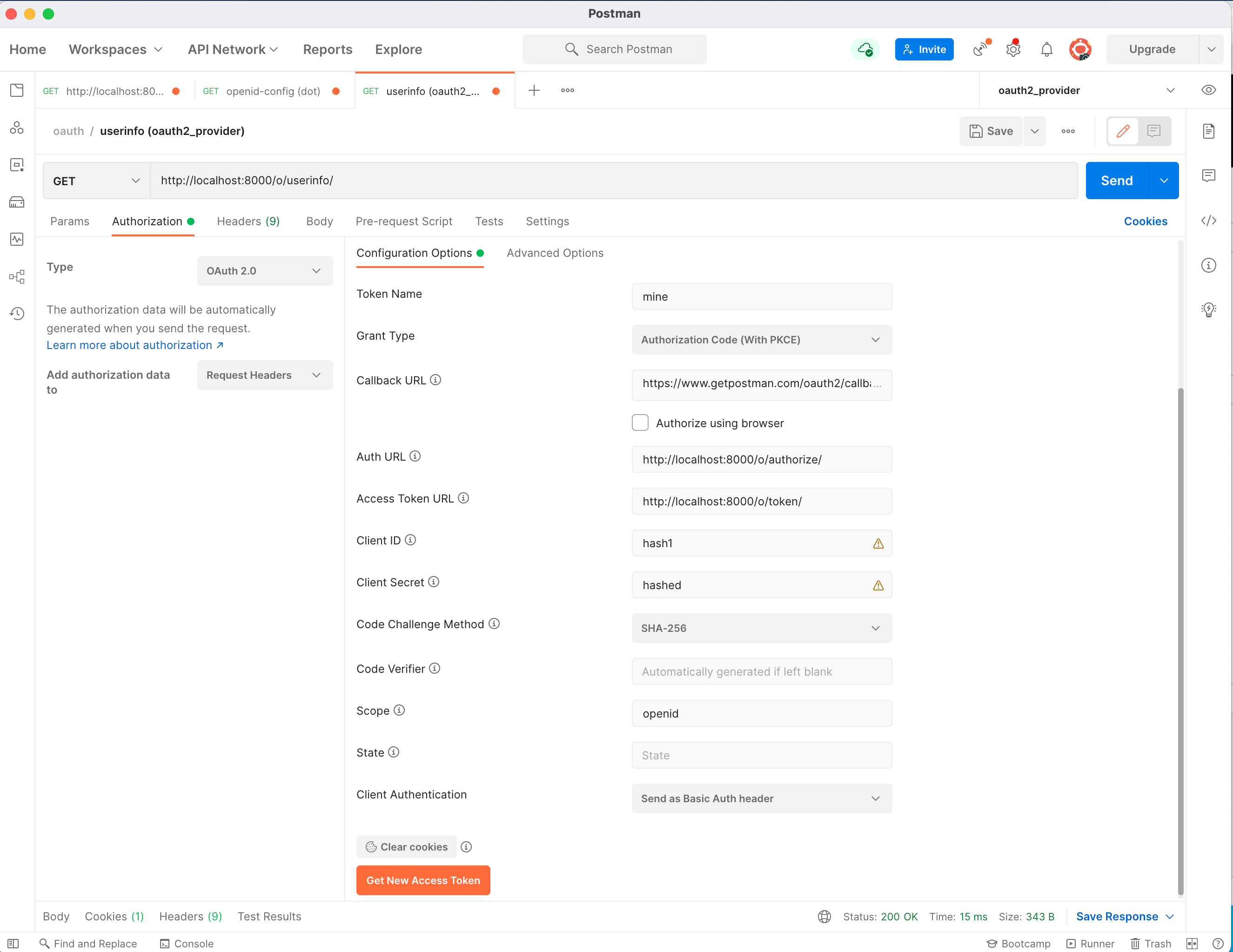 postman oauth2 setup