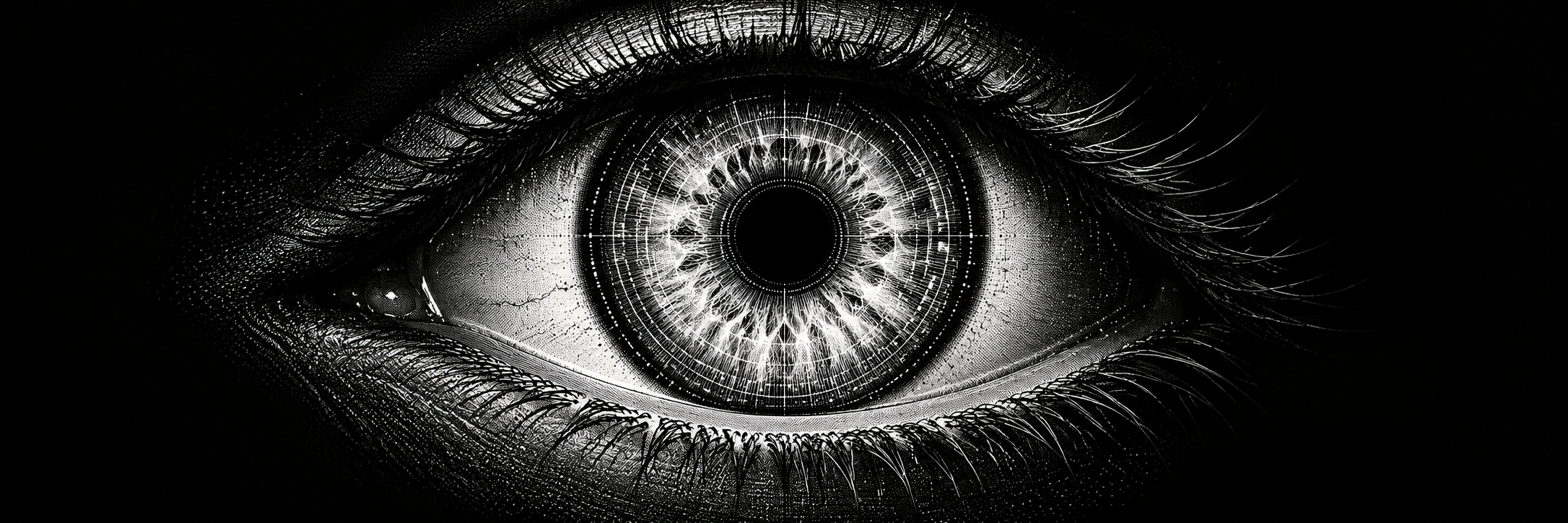 A large black and white eye, the OSINT MCP project banner