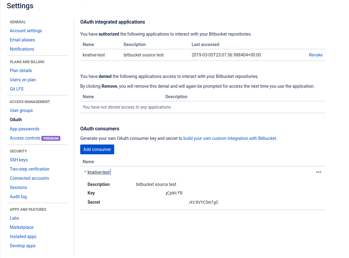 BitBucket OAuth Consumer