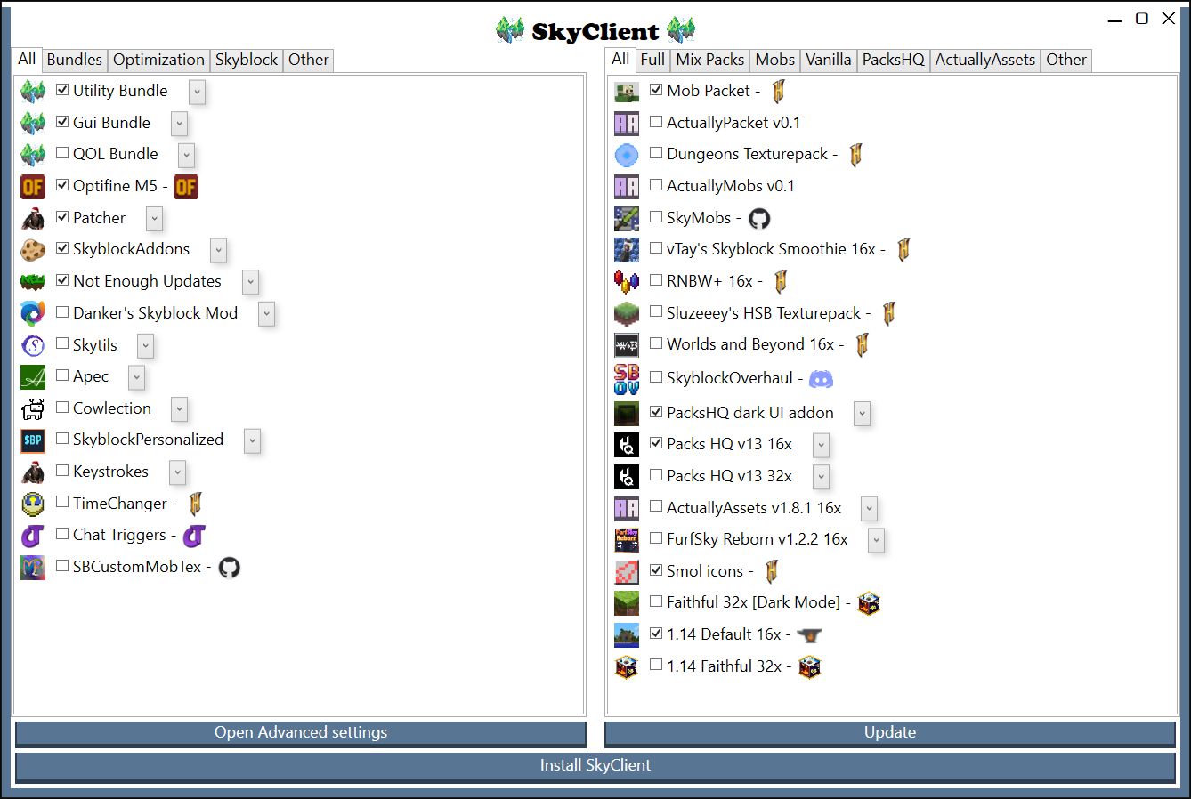 SkyClient - Easily install and update Skyblock Mods and Packs | Hypixel ...