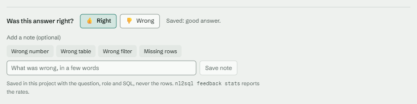 The "Was this answer right?" control after a thumbs-up
