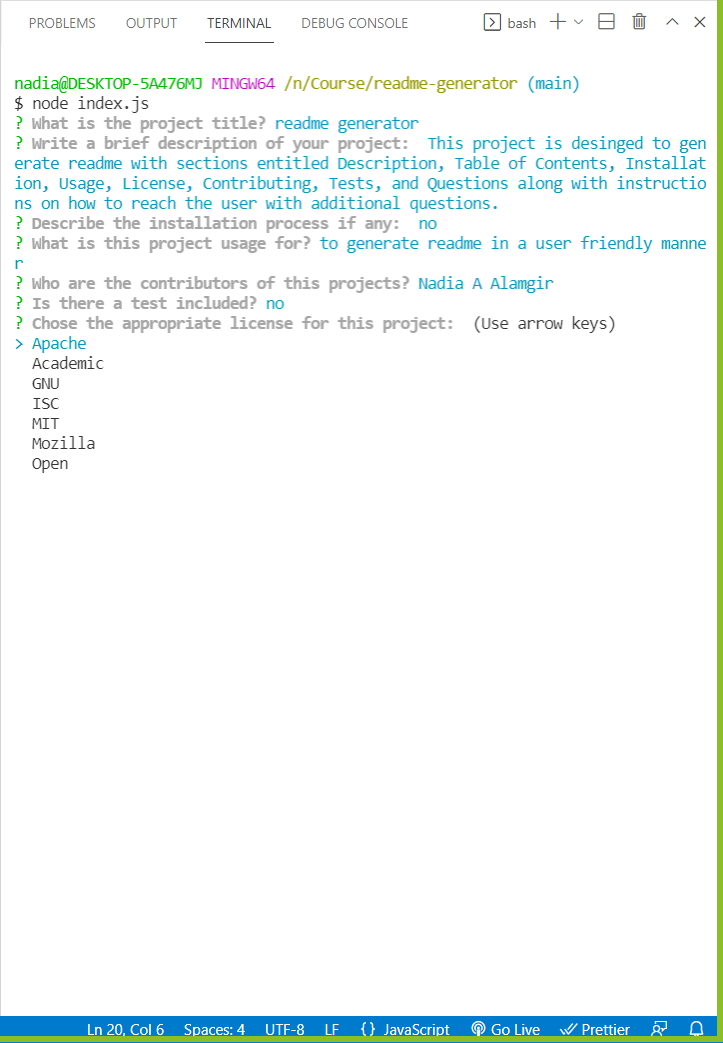GitHub - nadiamansuri21/readme-generator
