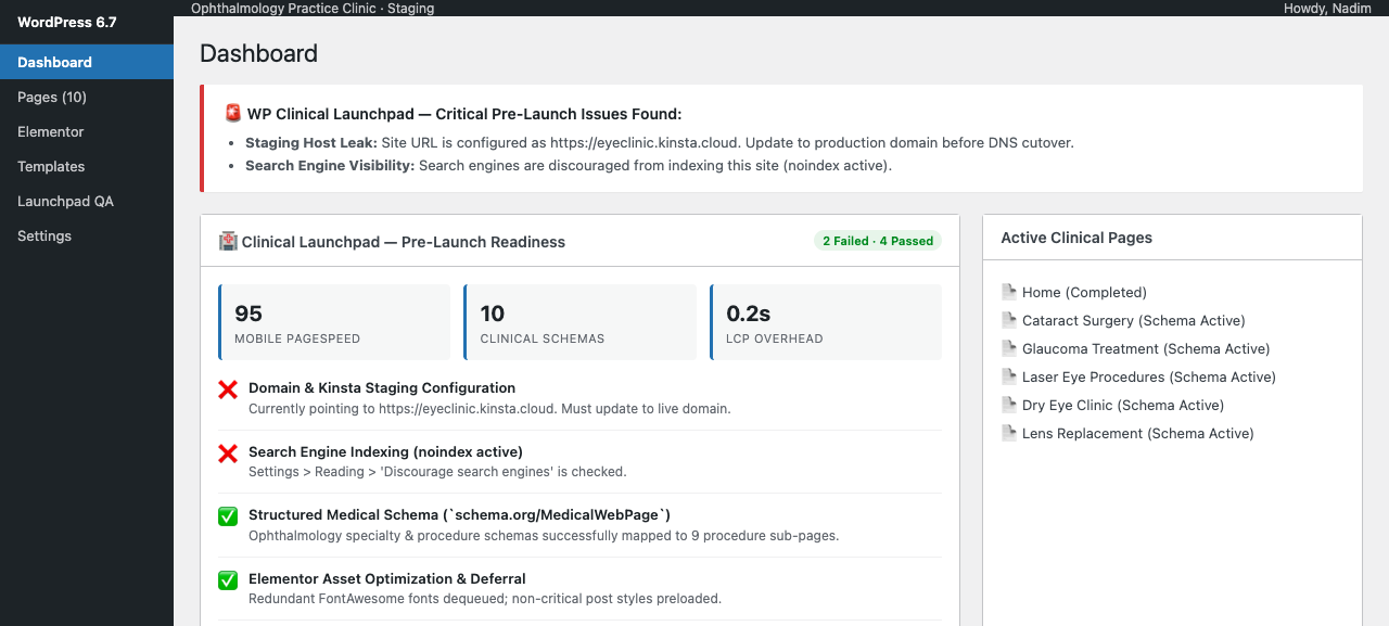 WP Clinical Launchpad Admin Dashboard