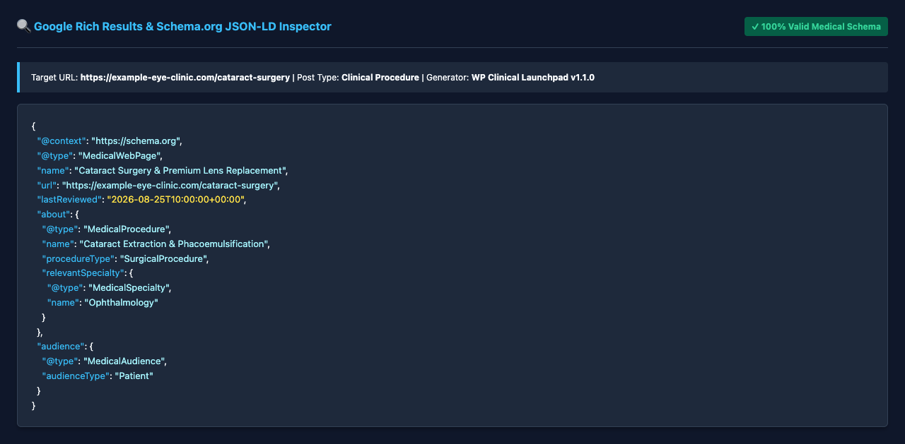 Clinical Schema JSON-LD Inspector