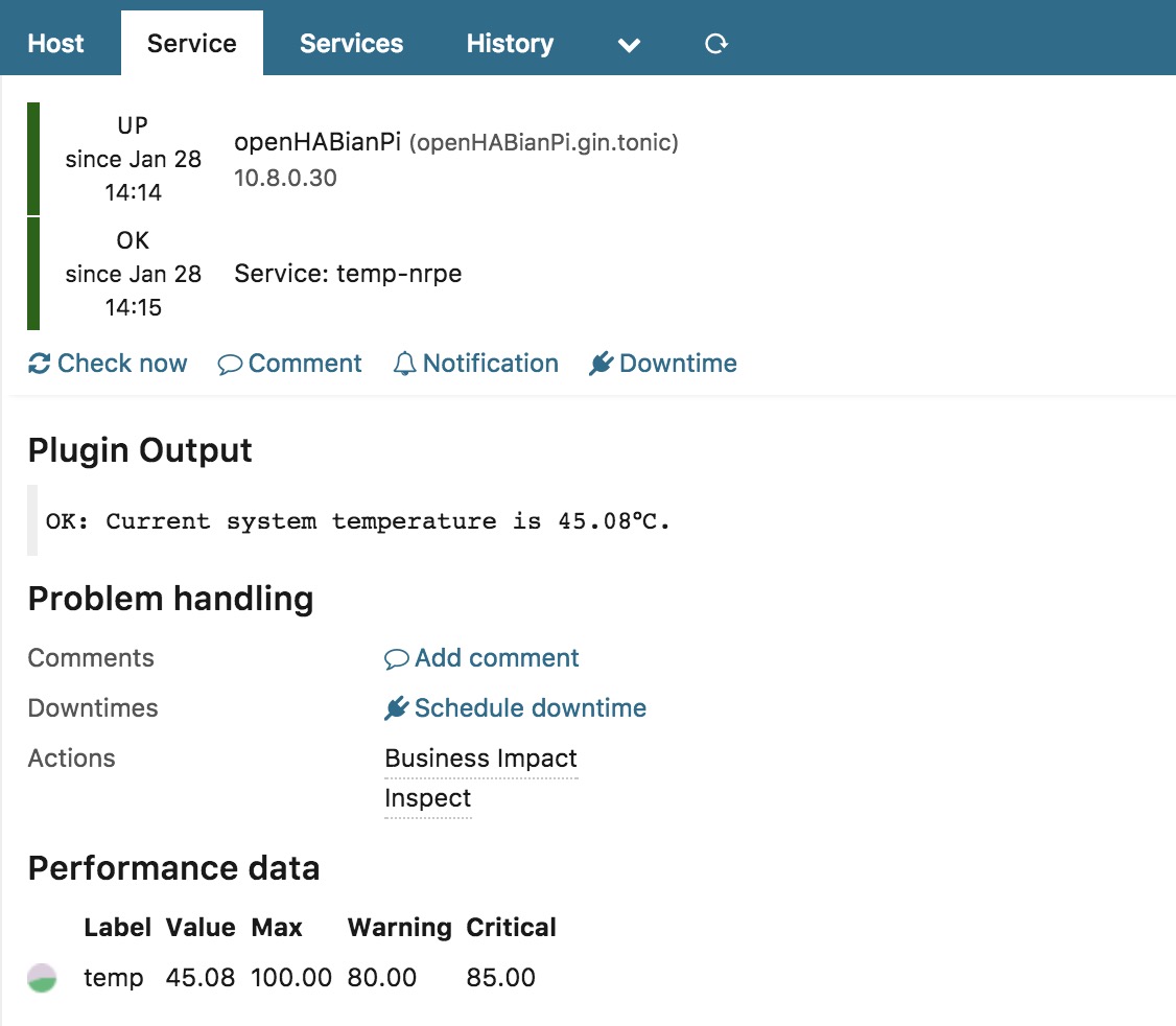 Raspberry Temp in Icinga Web 2