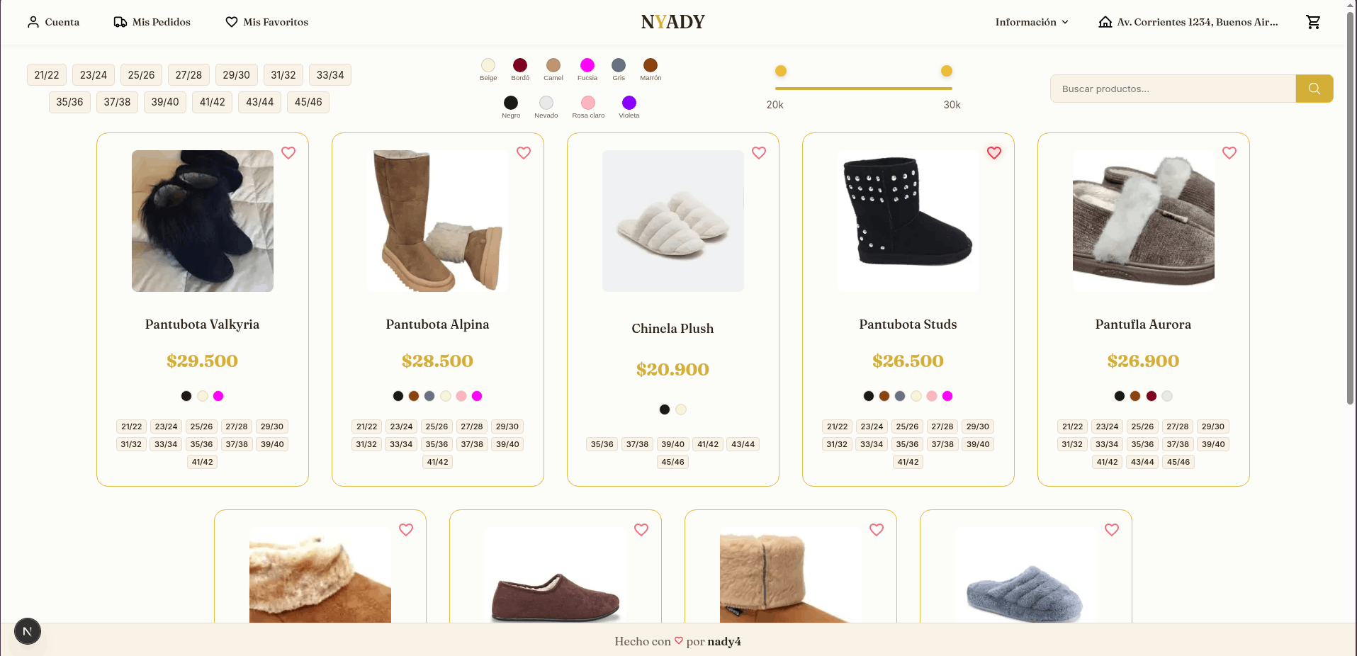 NYADY product catalog