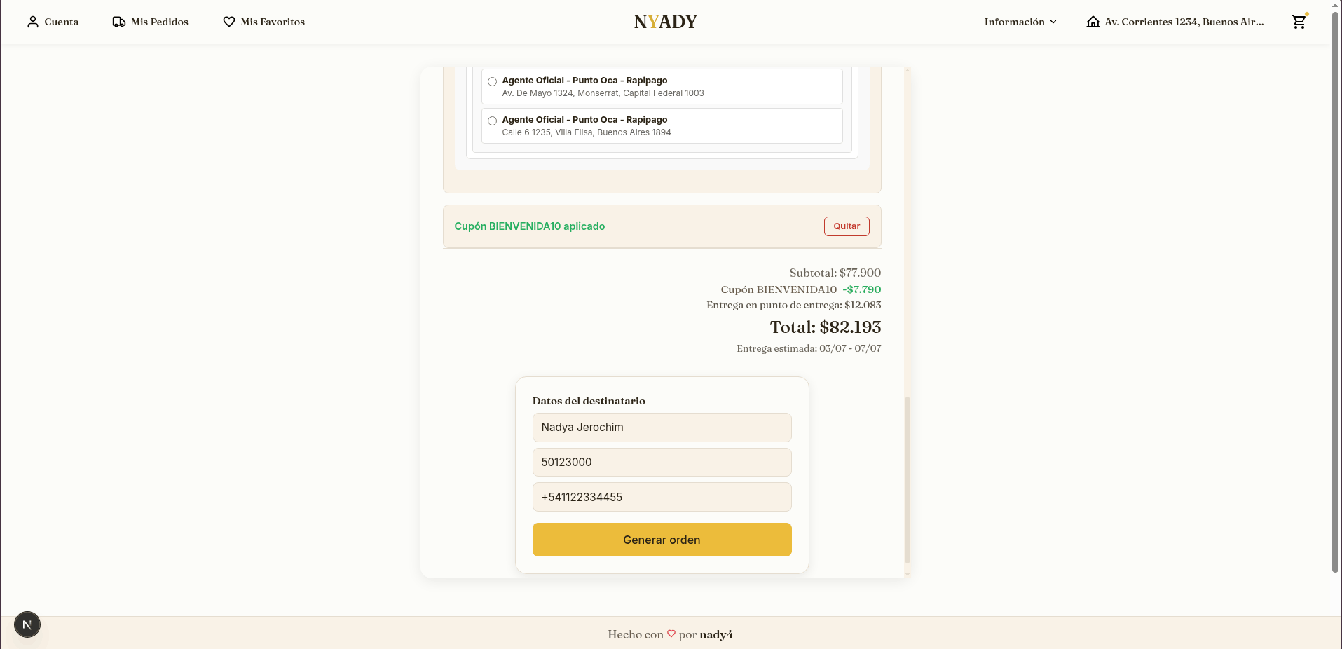 NYADY checkout