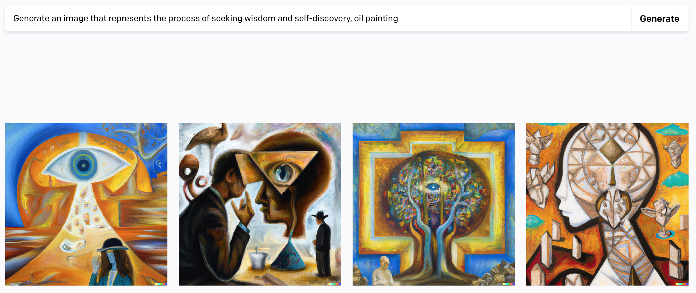 Generate an image that represents the process of seeking wisdom and self-discovery, oil painting