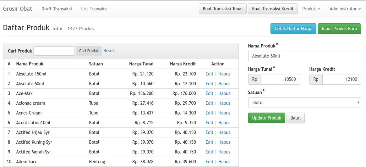 Daftar Produk Daftar Produk