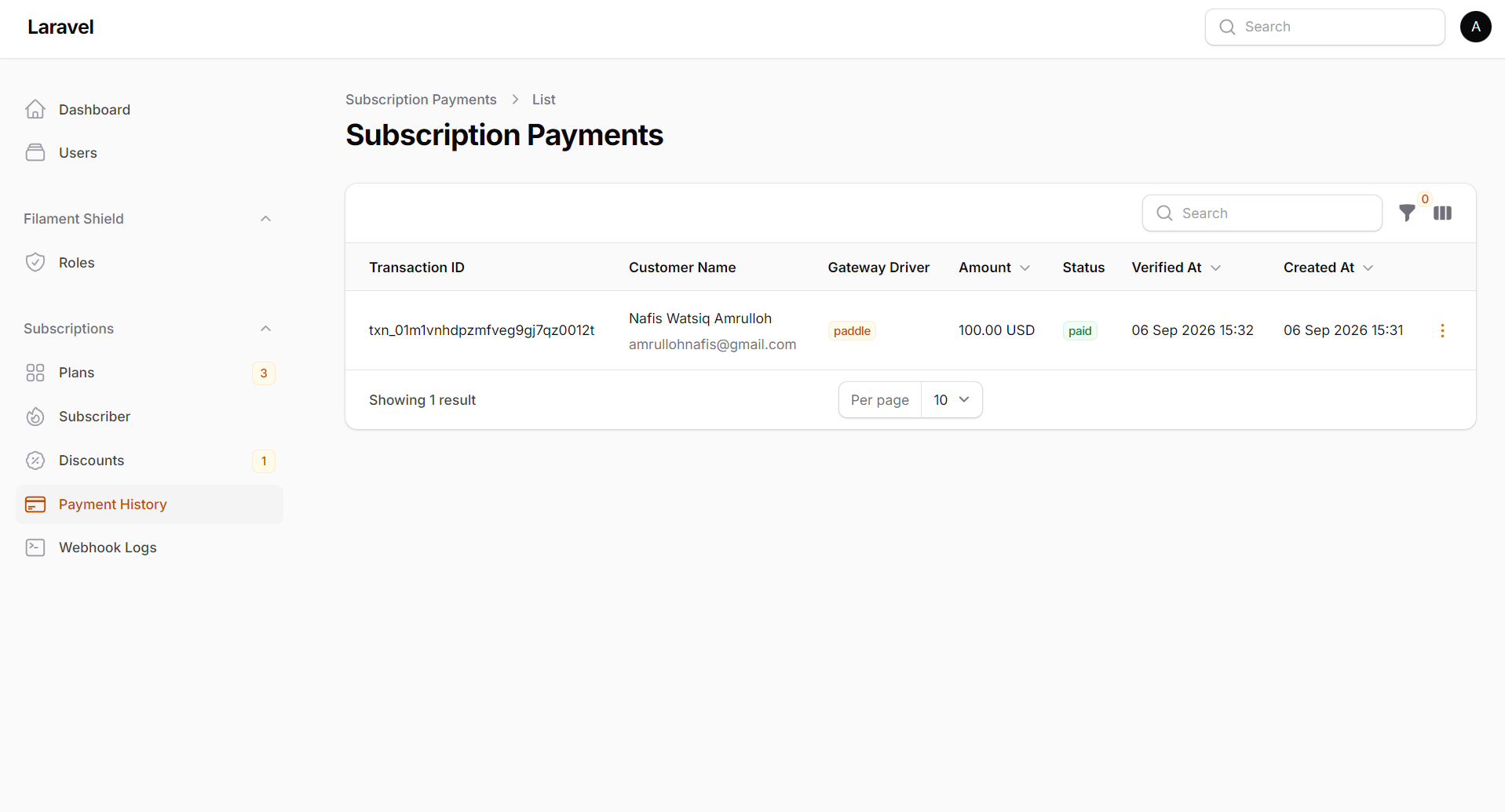 Payment History