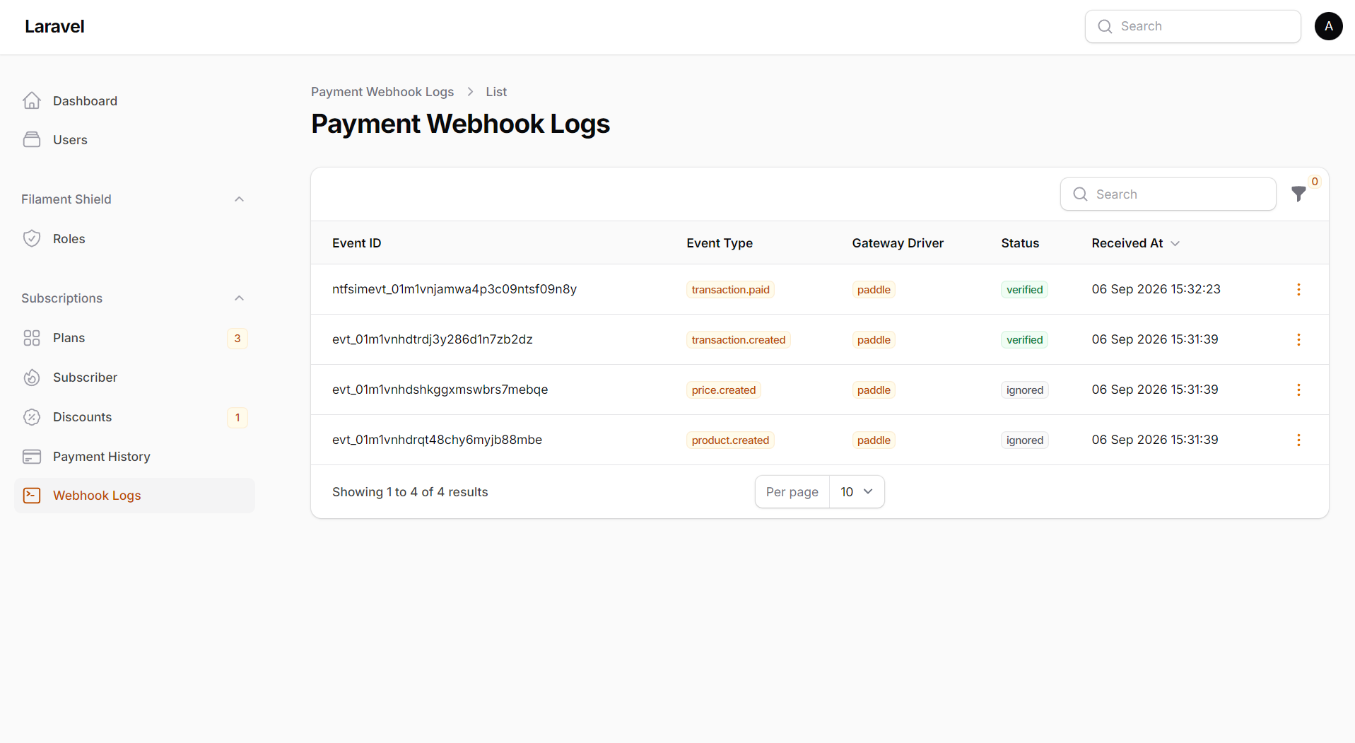 Webhook Logs