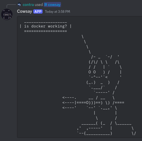 cowsay-bot running in docker