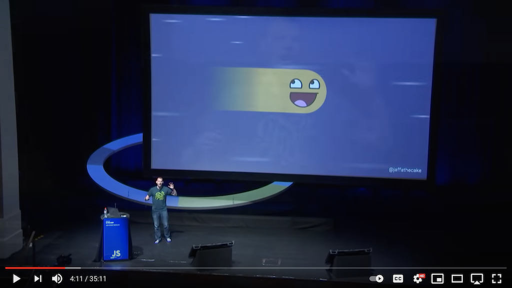 a youtube video of Jake Archibald speaking about the browser event loop