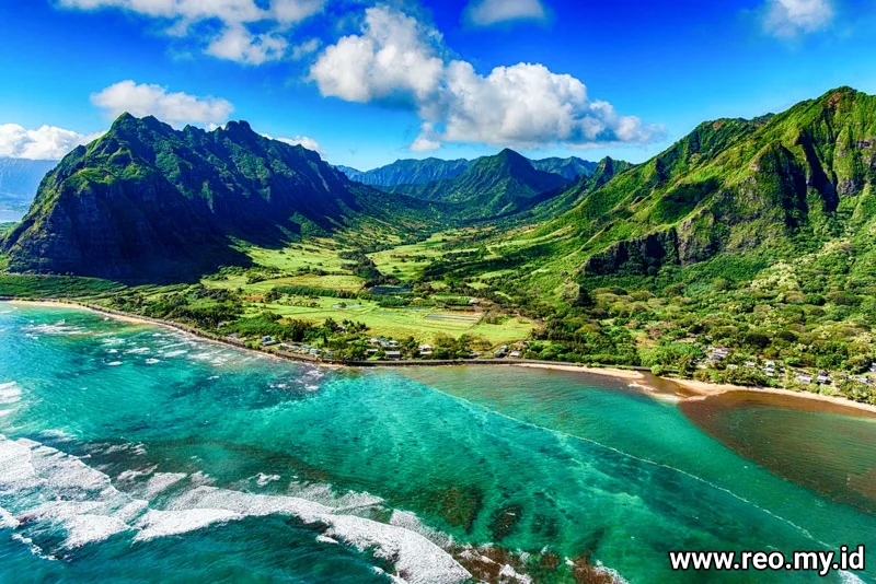 lanskap pesisir Oahu, Hawaii 
