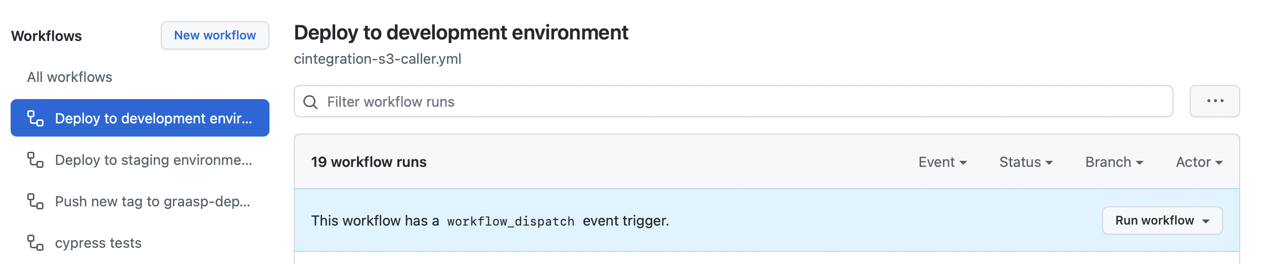 Action select workflow