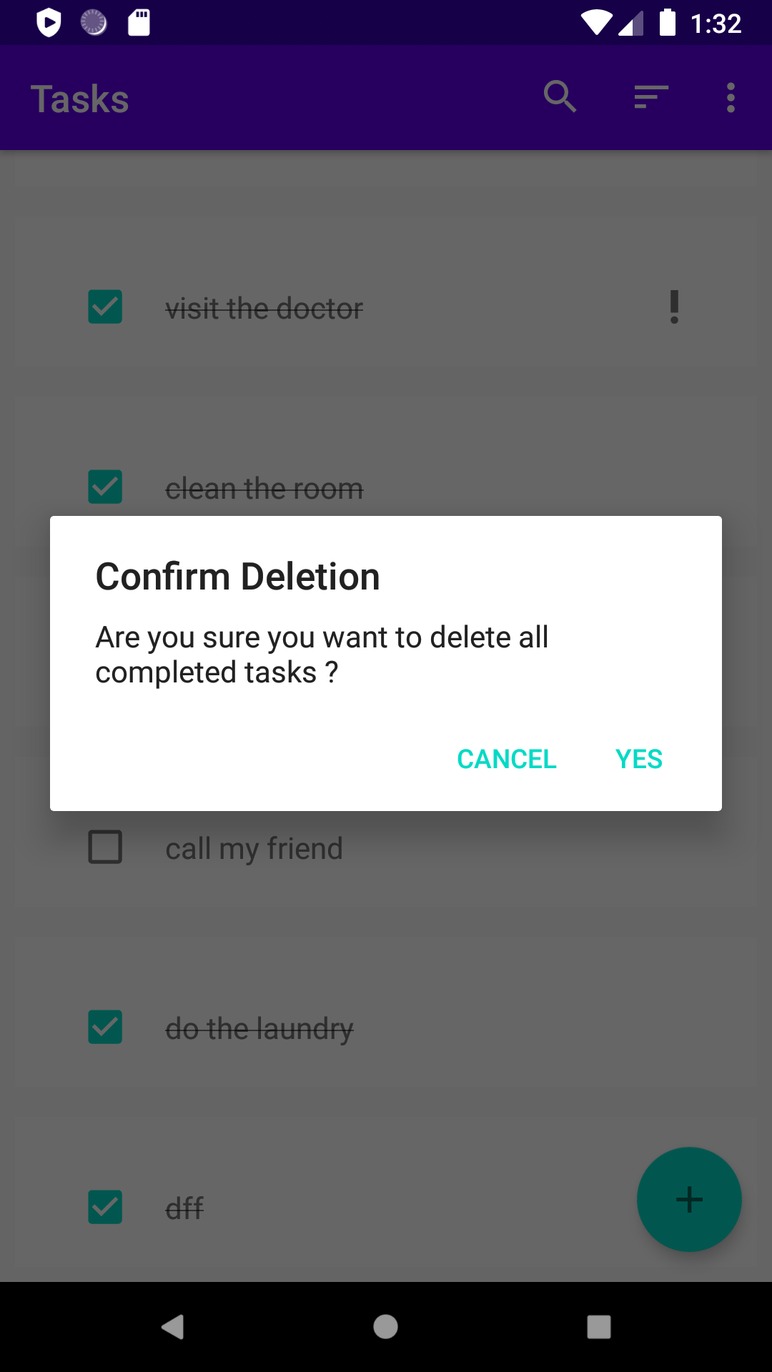 delete confirmation dialog