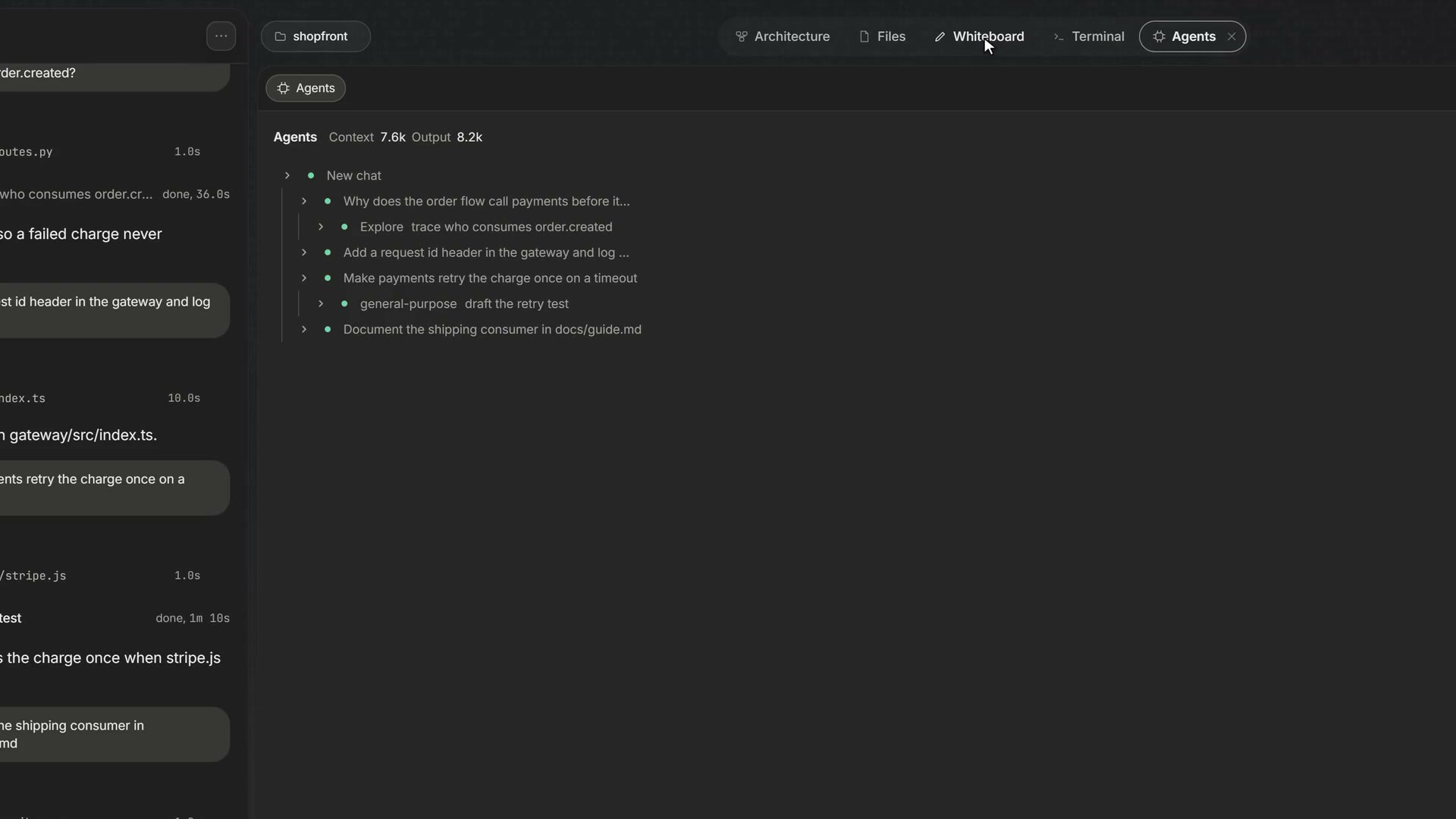 The Agents pane with Context and Output figures