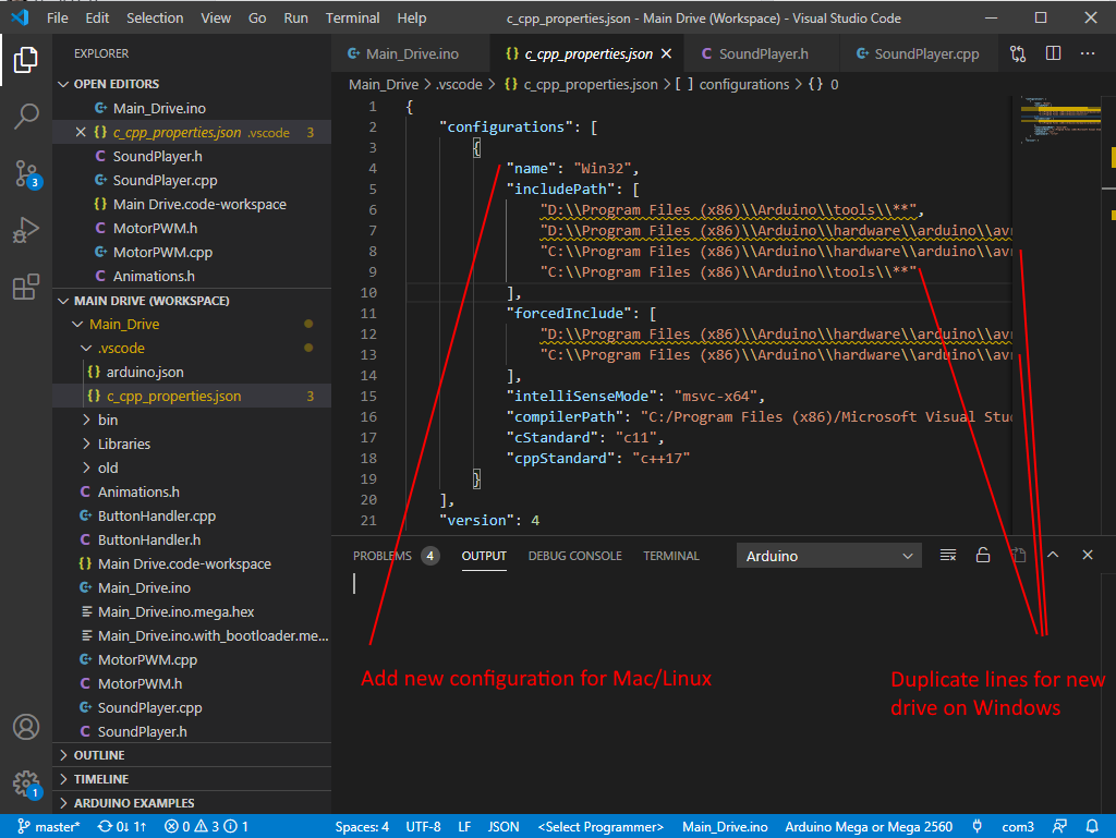 Updating c_cpp_properties.json in Visual Studio Code