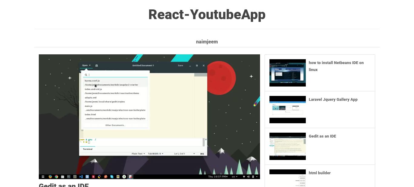 GitHub - naimjeem/React-YoutubeApp: Youtube app built with React