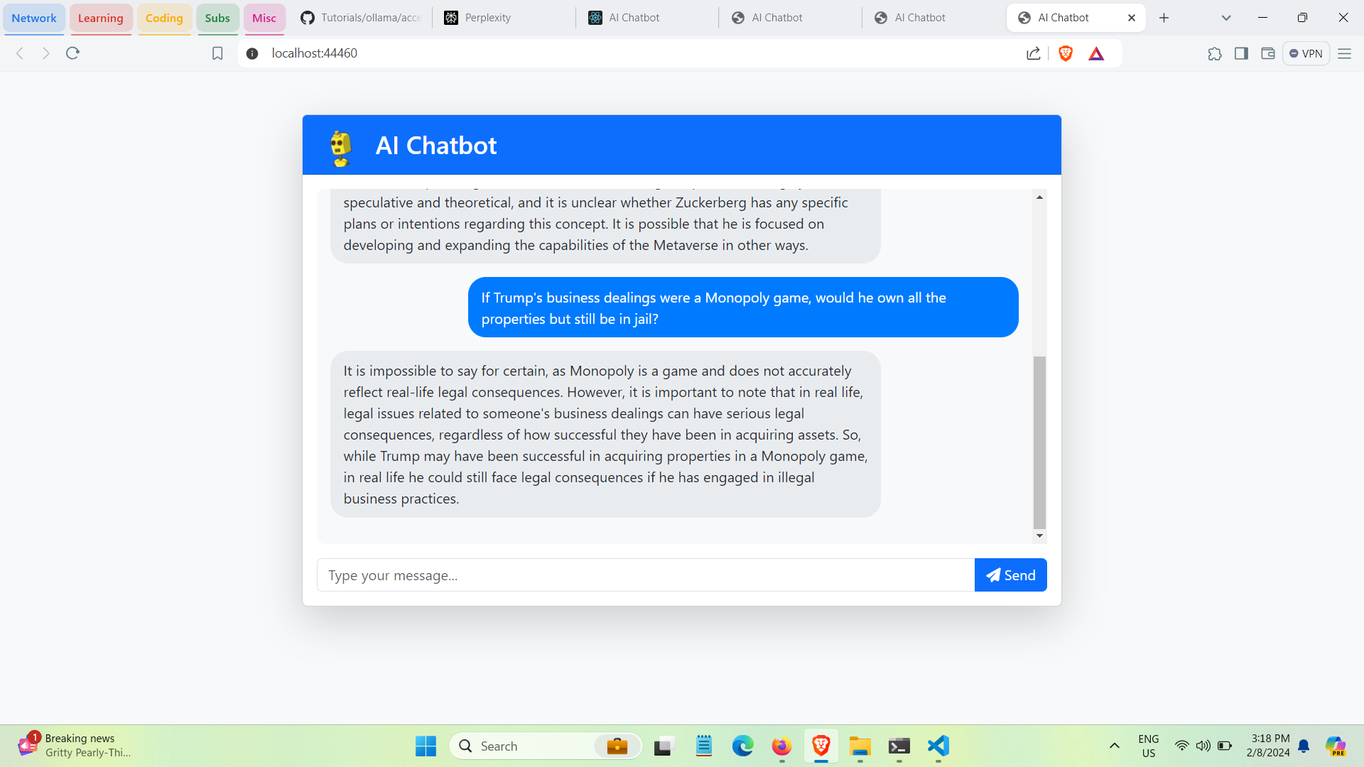 AI Chatbot Screenshot