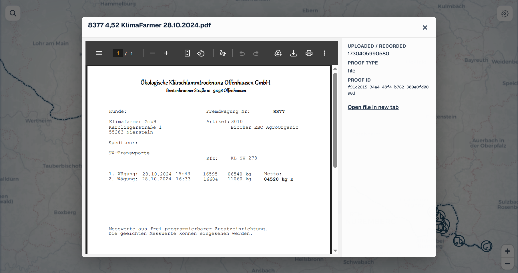 Proof document viewer