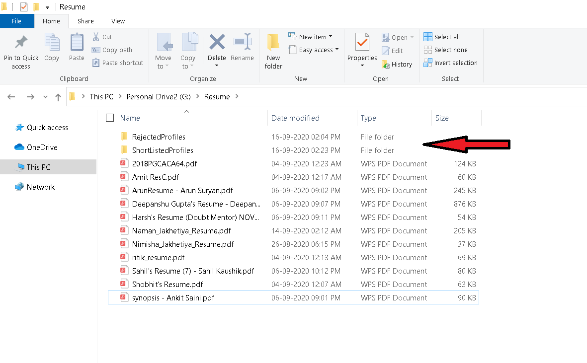 Resume-folder-after-shortlisting