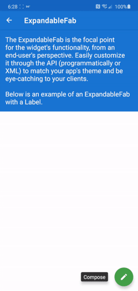 gif of regular ExpandableFab in use