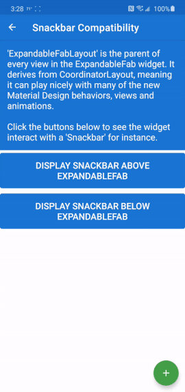 gif showing compatibility with Snackbar