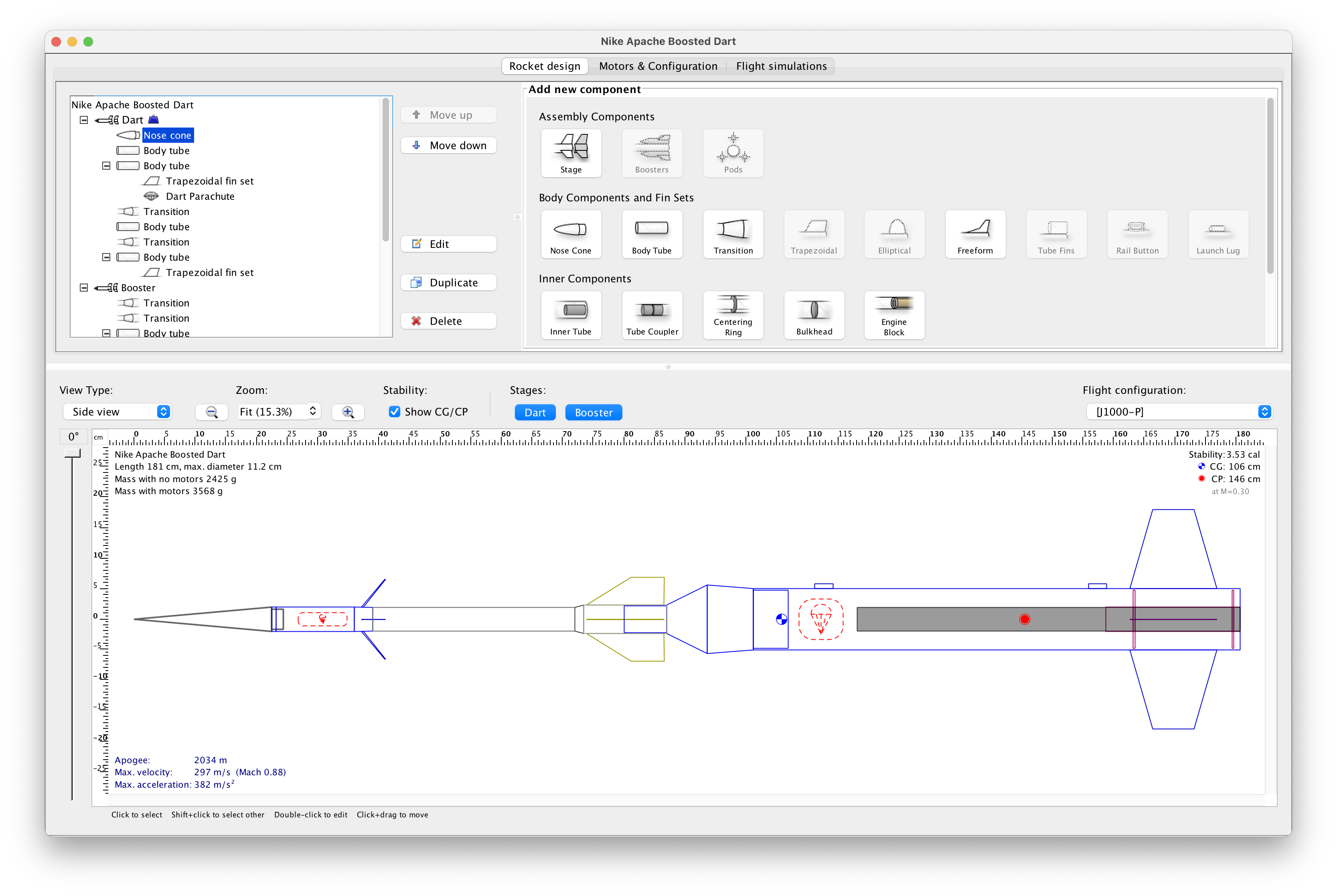 Three-stage rocket - 2D