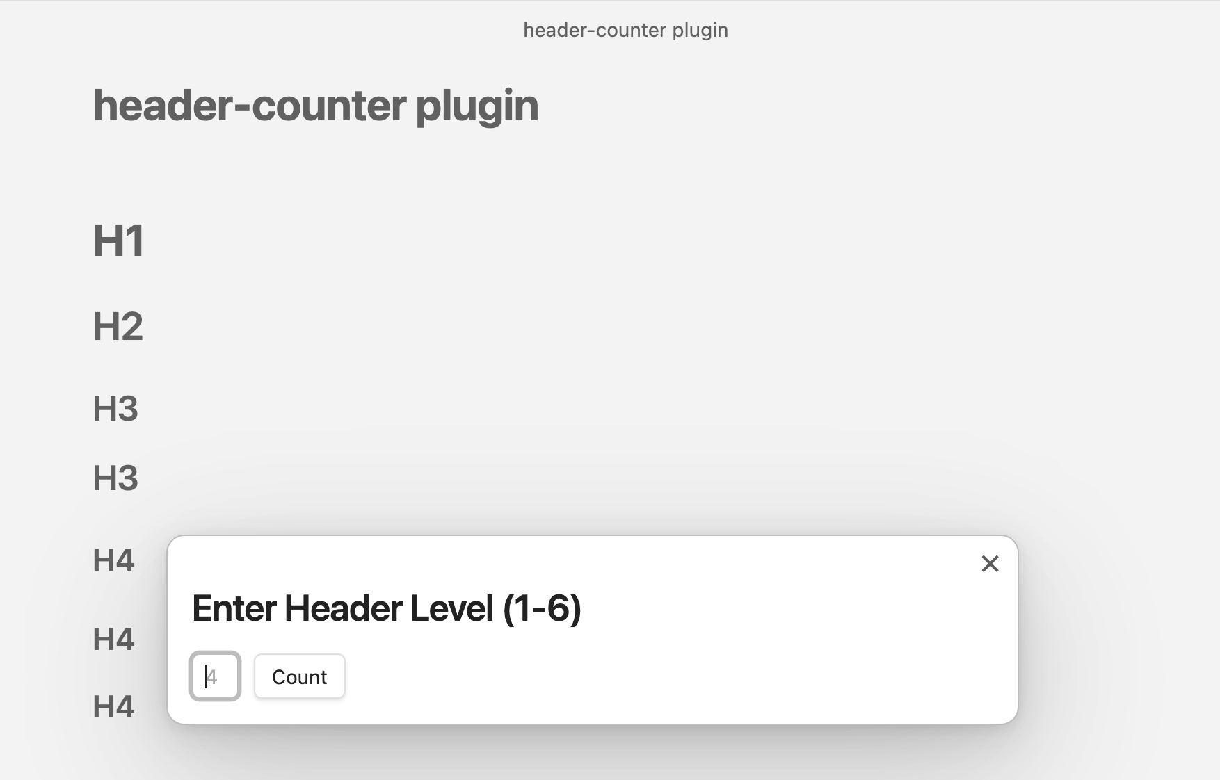 Set the header level from a modal