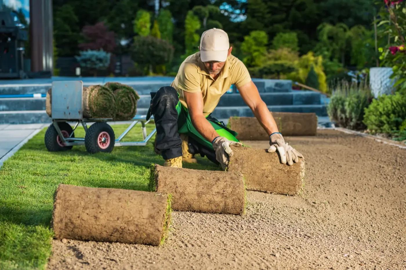 Instalación de césped en proyecto de landscaping