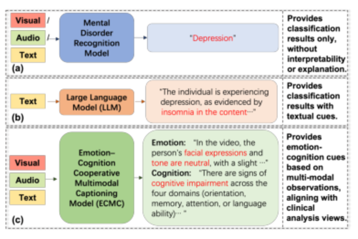 原论文 Figure 1:Different paradigms for mental disorder detection.