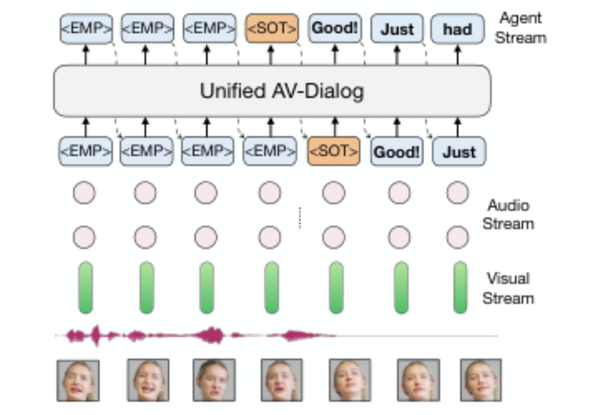 原论文 Figure 3:Unified AV-Dialog model. It takes the audio- visual input and predicts the turn-taking events.