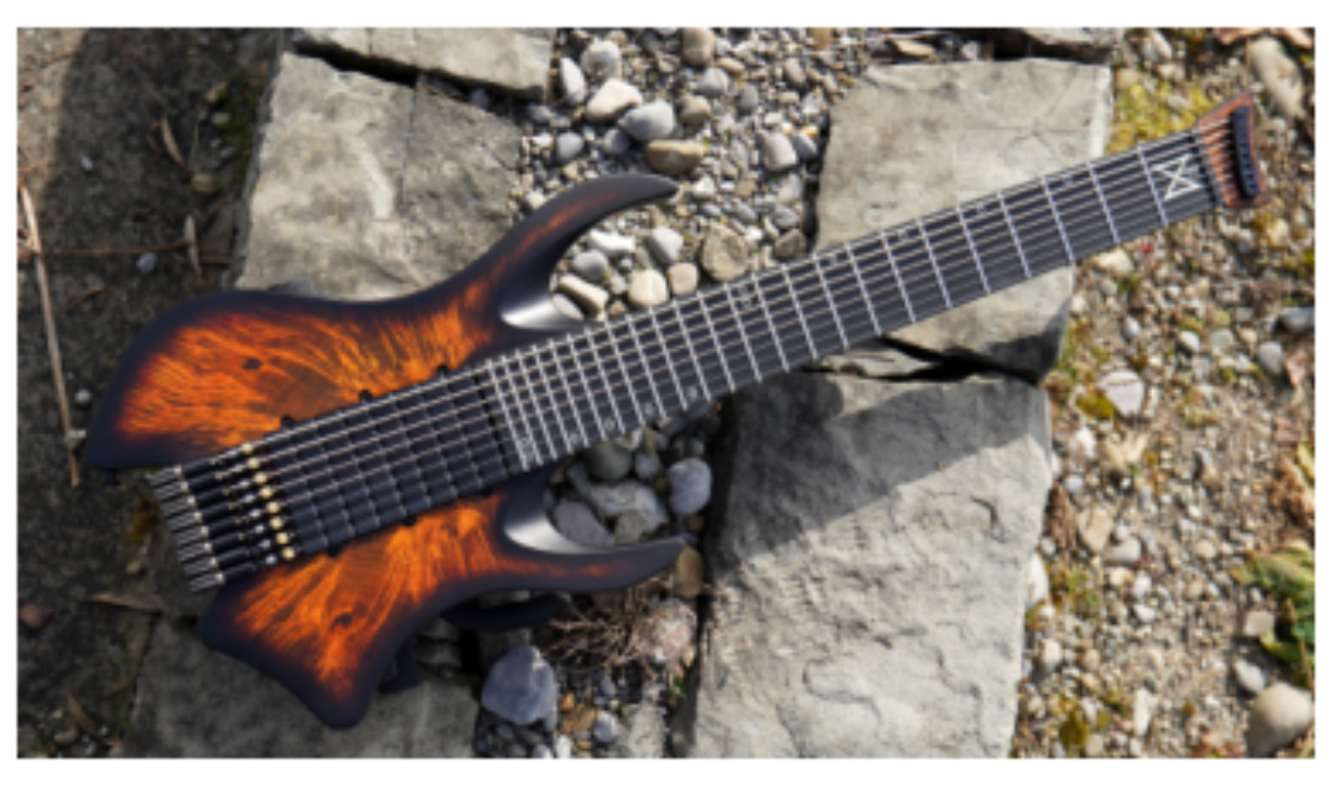 原论文 Figure 1:Photo of the custom-made eight-string electric guitar with the PolyMap Pickup System.