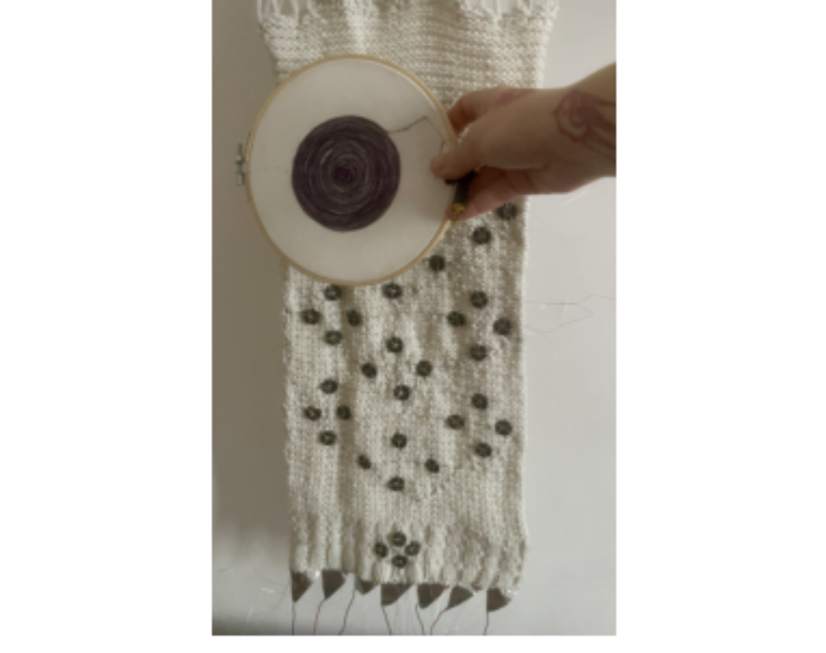 原论文 Figure 4:Example of playing Magnetic Memory Rushnyk with Embroi- dery Hoop, Courtesy of Yuditskaya