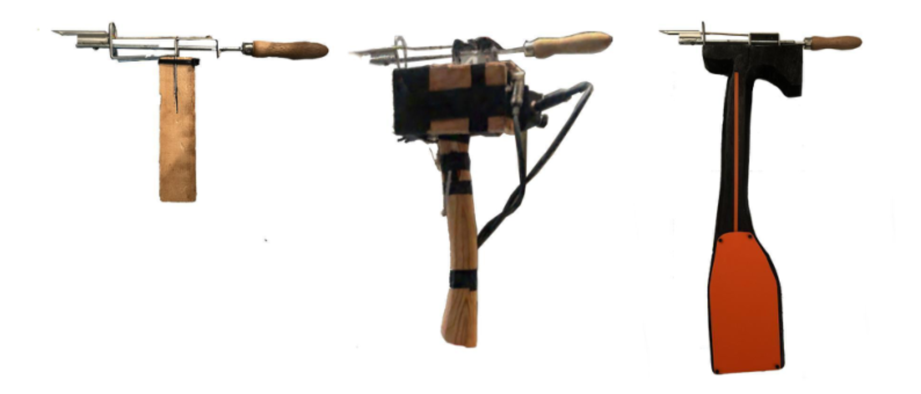 原论文 Figure 1:Pictured from left to right, V1 carpet tufting tool, V2 carpet maker’s hammer, V3 Carpet Maker’s…