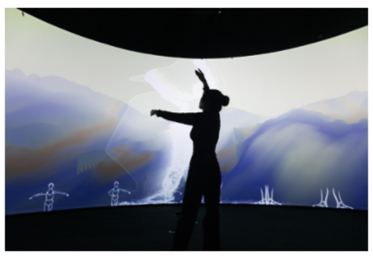 原论文 Figure 3:The silhouette of participant movements leaves traces in the ink.