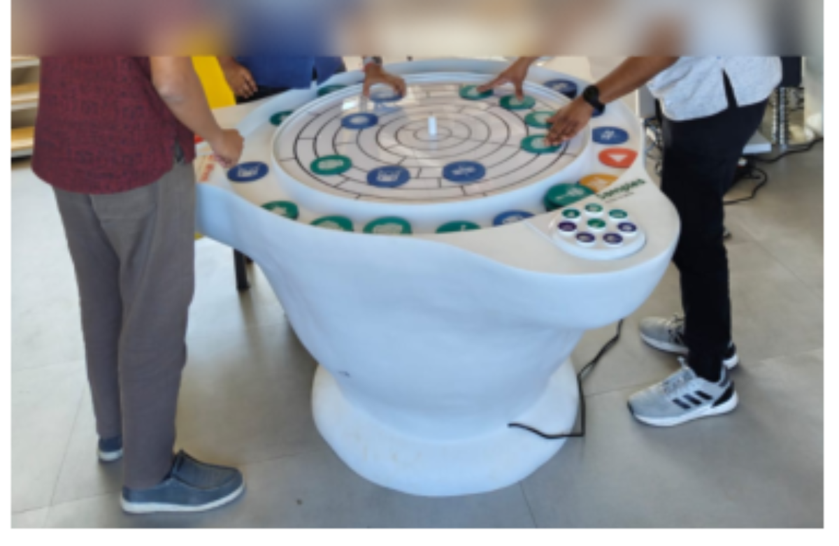 原论文 Figure 6:A formative session showing multiple users inter- acting with RhythmTable from different…