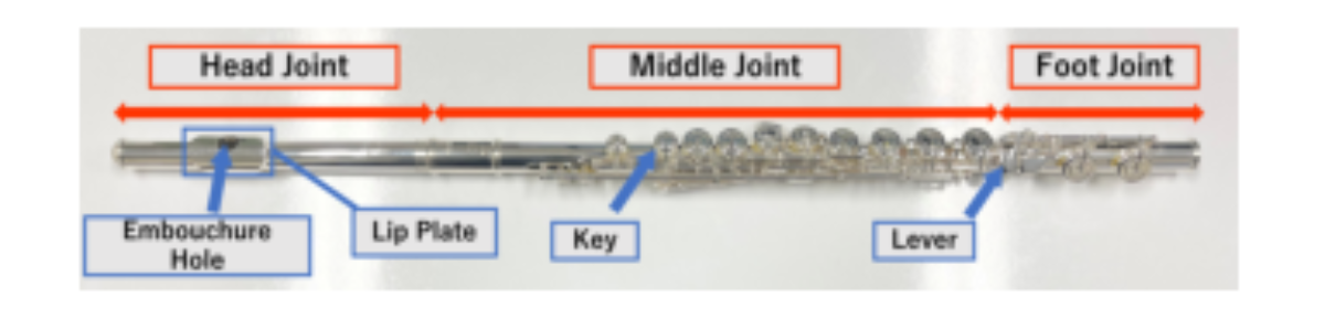 原论文 Figure 2:The flute’s sections: the head joint, middle joint, and foot joint.