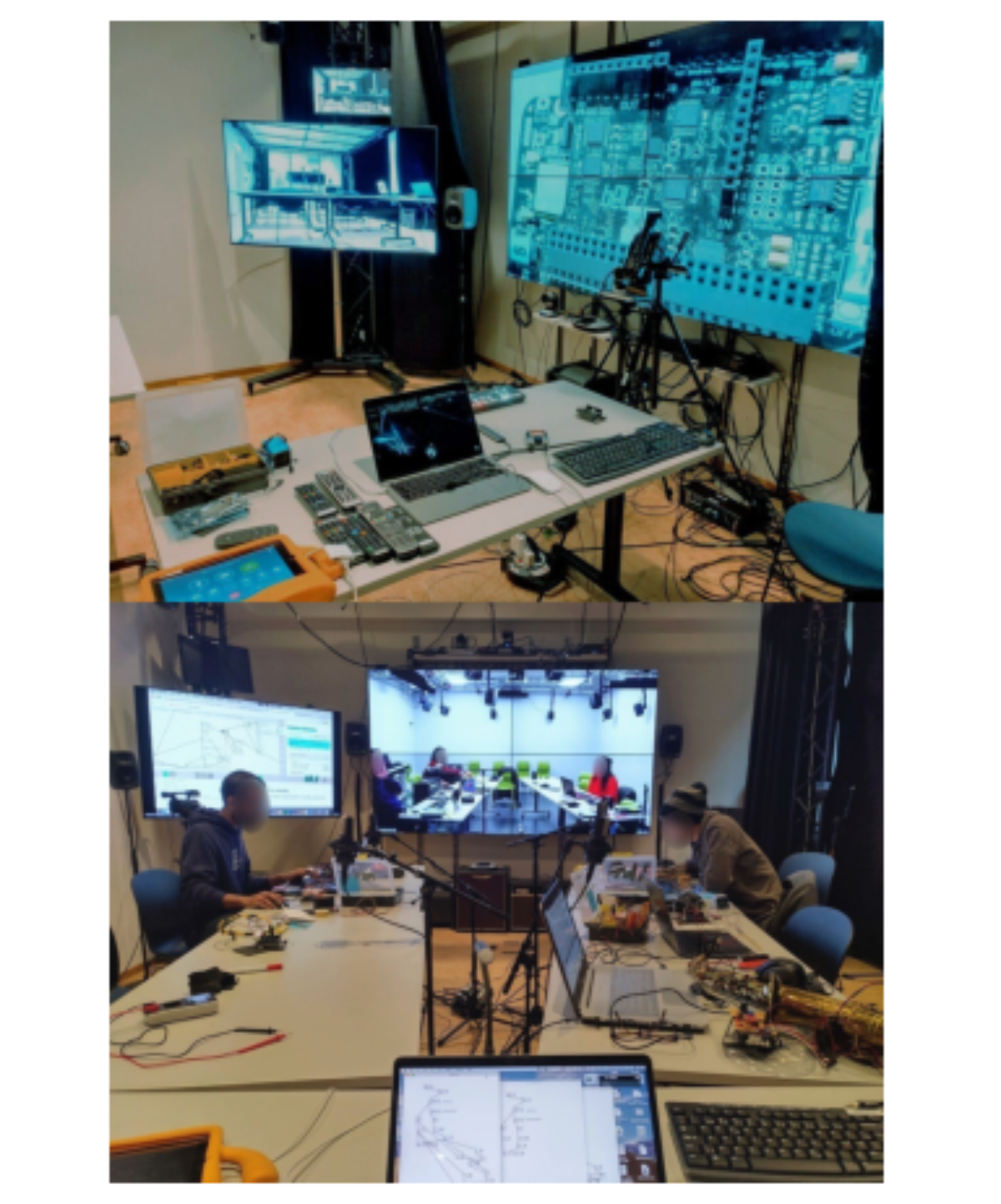 原论文 Figure 2:Room configurations used for the course, includ- ing multi-screen AV, a close-up electronics…