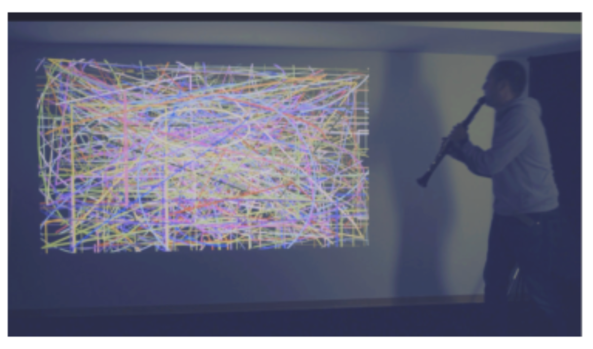原论文 Figure 1:MAD Clarinet 2.1 performed at ARTe- FACTo2022MACAO. Detail of the visual module output