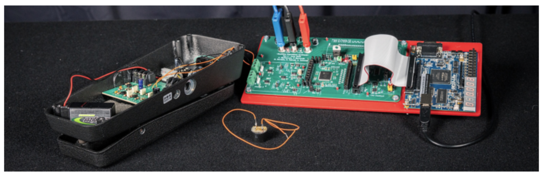 原论文 Figure 1:An augmented Dunlop Cry Baby wah pedal with its removed inductor, shown centre, replaced by a…