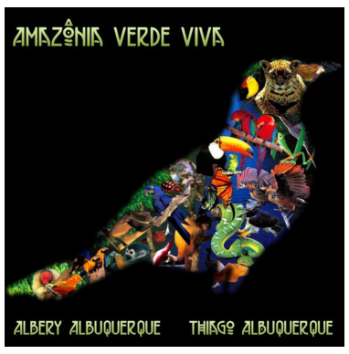 原论文 Figure 1:Album art for “Amazônia Verde Viva”, depicting the outline of a sabiá-branco (Turdus leocomelas)…