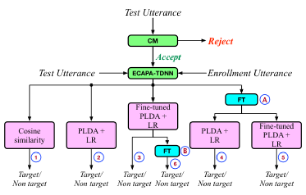 原论文 Figure 1:Overview of the SASV system structure and the back- end configurations evaluated in the experiments.
