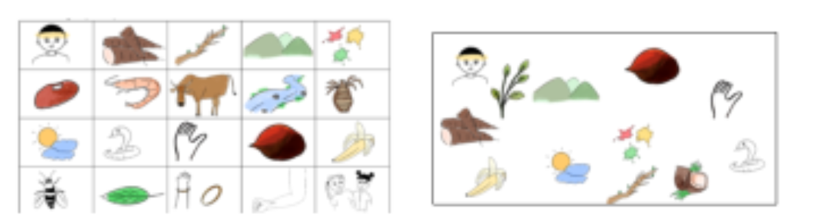 原论文 Figure 1:Example game boards for the questioner (left) and