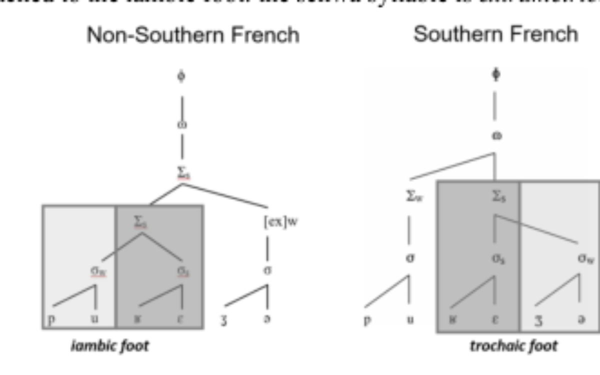 原论文 Figure 2:Metrical structures for the word ‘pourrais-je’