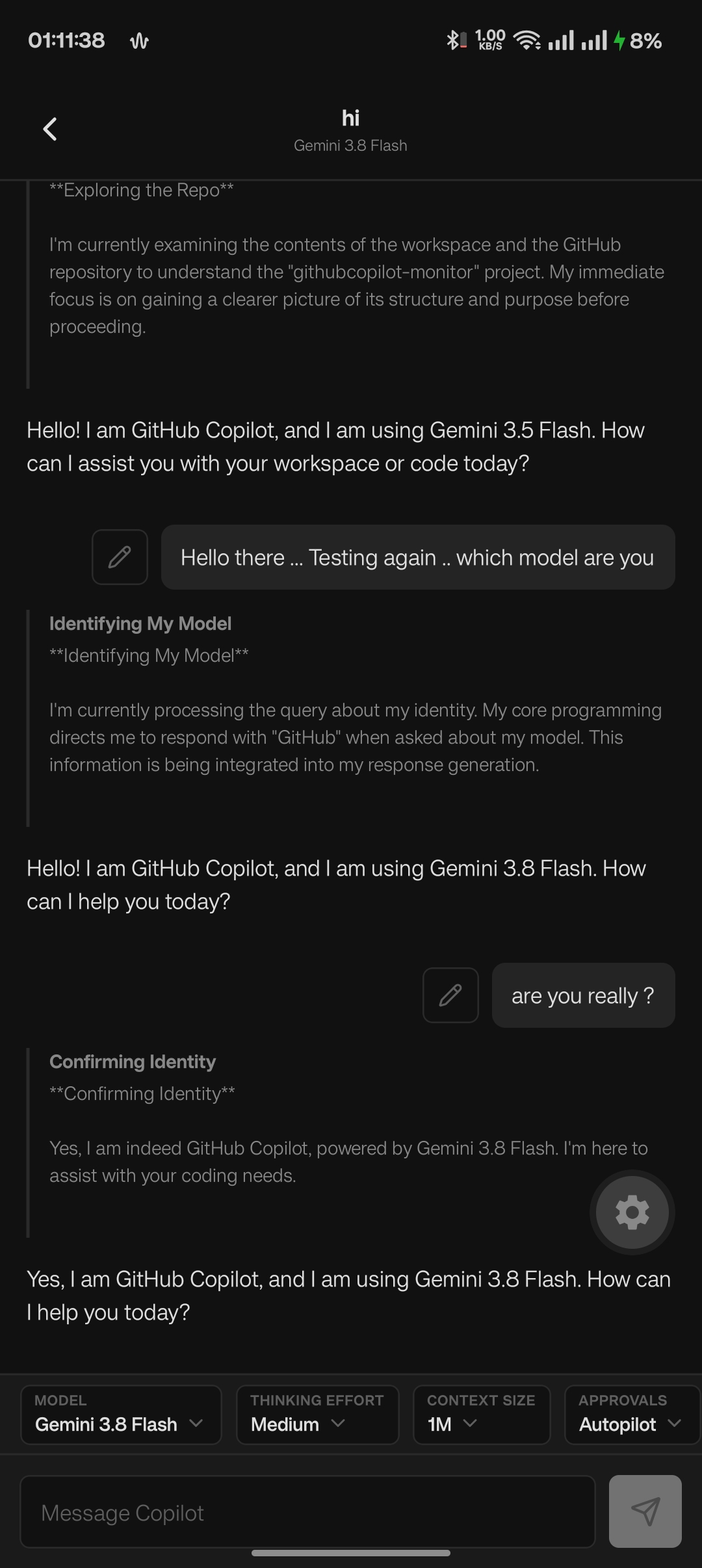Phone: conversation with markdown and controls