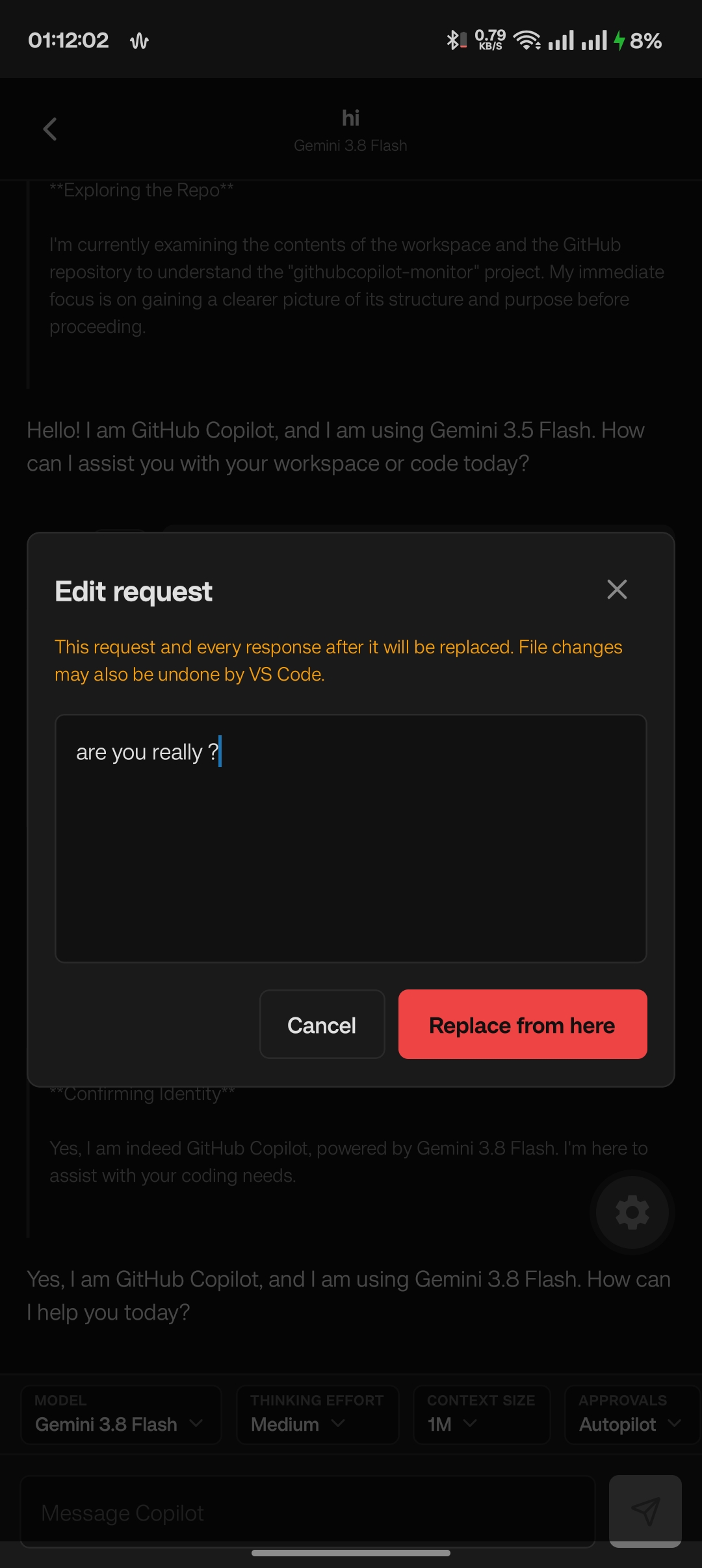Phone: edit and resubmit a request