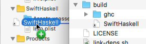 The SwiftHaskell executable in Xcode